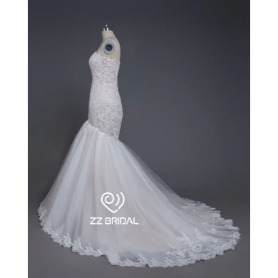 ZZ noiva sexy Sweetheart Decote guipura laço vestido de noiva