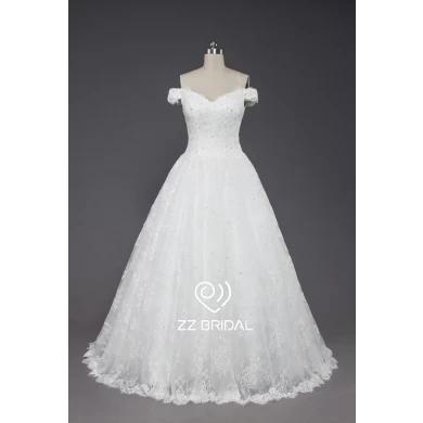 ZZ bridal off shoulder  bowknot lace-up A-line wedding dress