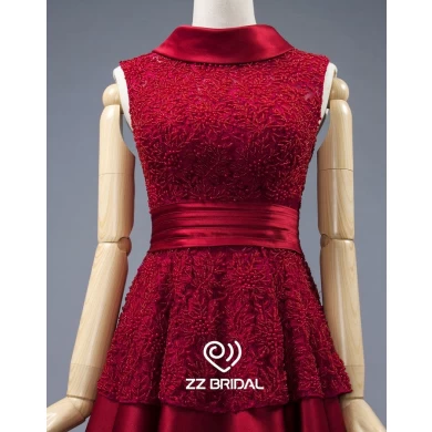 ZZ Bridal dentelle à manches longues robe de soirée satin perlé
