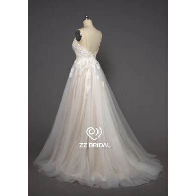 ZZ bride spaghetti Strap dentelle appliqued a-ligne robe de mariée