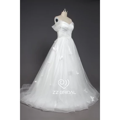 ZZ noiva namorada lace-up ruffled-line vestido de noiva