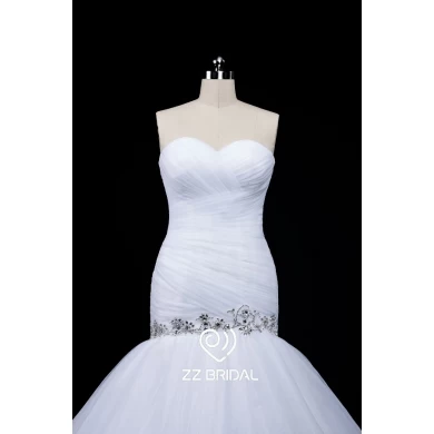 ZZ bridal sweetheart neckline beaded ruffled mermaid wedding dress