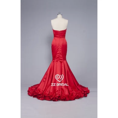 ZZ bridal sweetheart neckline sleeveless red mermaid long evening dress