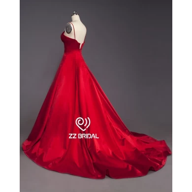 ZZ Bridal Sweetheart encolure bretelle rouge a-line longue robe de soirée