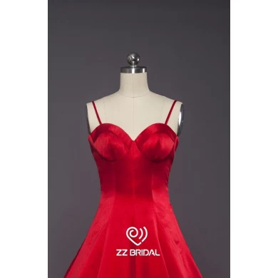 ZZ nupcial escote corazón espaguetis correa roja una línea de largo vestido de noche