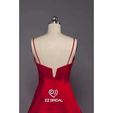 ZZ nupcial escote corazón espaguetis correa roja una línea de largo vestido de noche