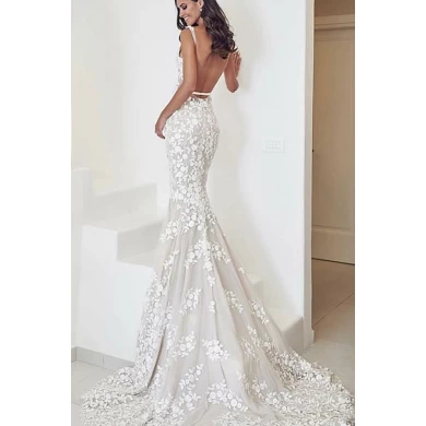 best deap v neck and backless mermaid gown bohemian hmy wedding dress