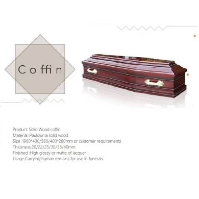 High quality factory price paulownia funeral wooden coffin, solid wood casket for sale
