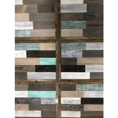 carbonizing and antique board with multiple different colors and textures