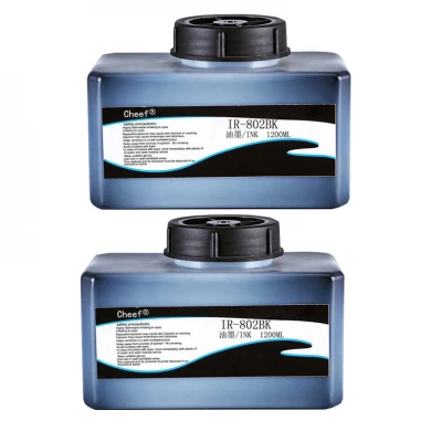 Encre d'impression à séchage rapide à base d'acétone IR-802BK Faible odeur sur HDPE BOPP LDPE pour imprimante à jet d'encre domino
