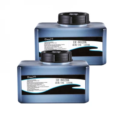Inchiostro a stampa rapida a base di acetone IR-802BK Basso odore su HDPE BOPP LDPE per stampante a getto d'inchiostro Domino