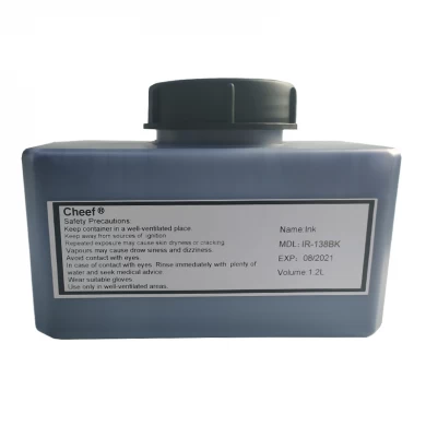 Tintenstrahldrucker Geruchsarme Tinte IR-138BK Druckfarbe auf Kunststoff für Domino