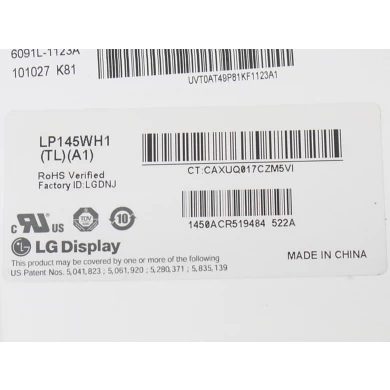 14.5 "LG Display écran LED rétro-éclairage WLED portable LP145WH1-TLA1 1366 × 768 cd / m2 220 C / R 600: 1