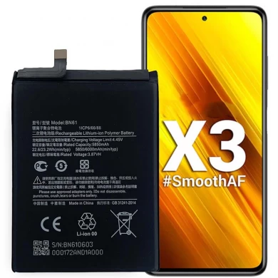 Batería de teléfono móvil BN61 de 6000mAh para Xiaomi POCO X3 Reemplazo de la batería