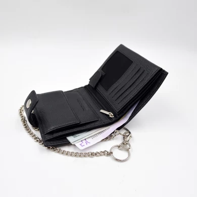 Czarny bifold portfel-portfel męski-skórzany portfel Chian