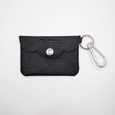 Black leather coin pouch-Dollaro leather coin purse-small slim coin pouch