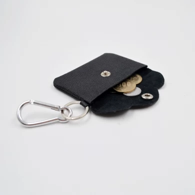 Black leather coin pouch-Dollaro leather coin purse-small slim coin pouch