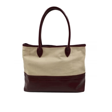 Canvas leather tote bag-Leather ladt handbag-Canvas Tote Bags for Women