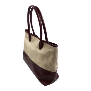 Canvas leather tote bag-Leather ladt handbag-Canvas Tote Bags for Women