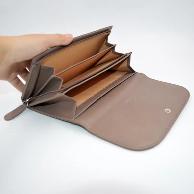 Großer Leder Brieftasche -BiFold Lutch Wallet Lieferant -Top Getreide Leder Brieftasche für Frau