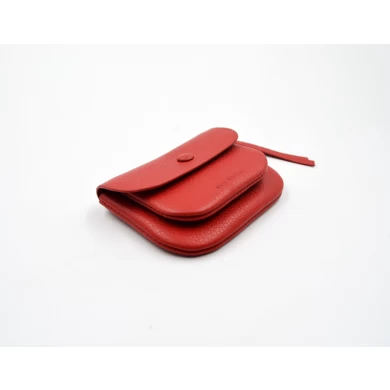 Leather Coin Purse-Red Leather Coin Pouch-Lady Leather Coin Case