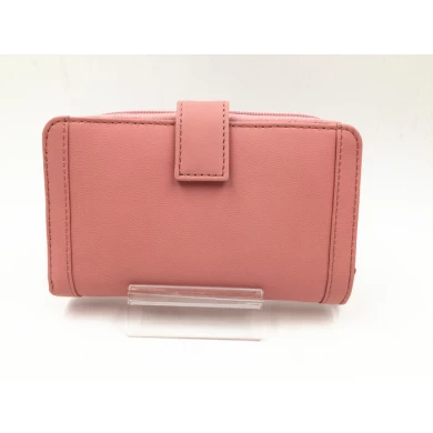 Medium size pink leather wallet wholesalere-new design leather wallet manufacturer-OEM ODM woman leather wallet