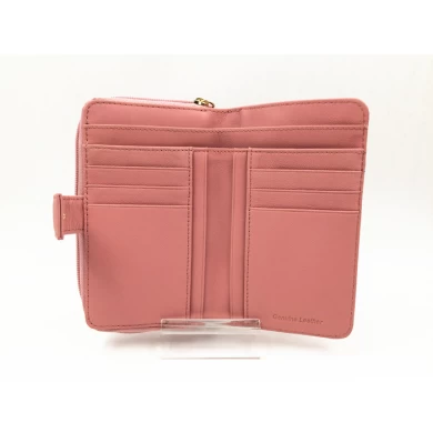 Portafoglio in pelle rosa di medie dimensioni wholesalere-nuovo design portafoglio in pelle produttore-OEM Portafoglio donna in pelle ODM