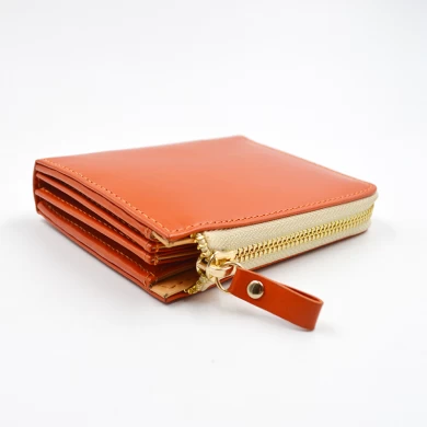オレンジ色の革の女性財布のレザーウォレットメディアムレザーウォレットサプライヤー
