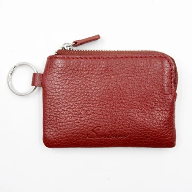 Small leather coin case-Genuine leathe coin pouch-Coin pouch with chain