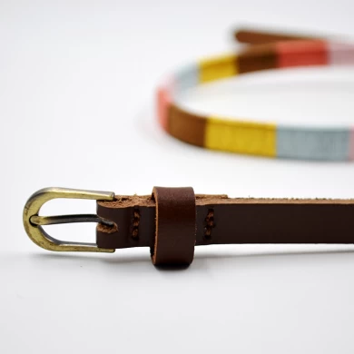 Women Thin Belts-Colorful Skinny Leather Belt -Ladies Waist Belt Adjustable