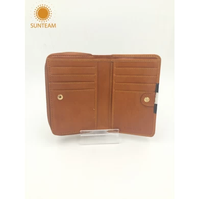 bifold genuine leather women wallet, womens zippered wallet seller , New design lady purse Manufacturer