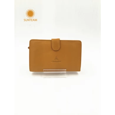 ダブルファスナーの女性革財布、旅行用財布ライトBULEメーカー、プロモーションの女性の革の財布