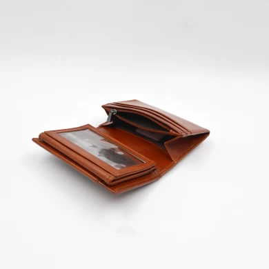 Geprägte Logo-Leder-Brieftasche - passen Sie die Leder-Brieftasche der Damen-Leder-Brieftasche an
