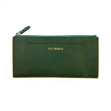 여자 - 여자 녹색 지갑 - 긴 여자 슬림 지갑을위한 가죽 지갑