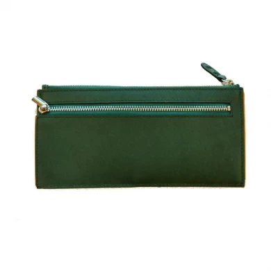 女士女士绿色钱包 - 长女士修身钱包的皮革钱包