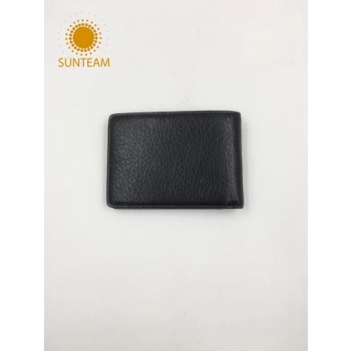Carteira de couro feminino de grão superior, carteira de couro genuíno de bloqueio RFID, carteira de couro feminino