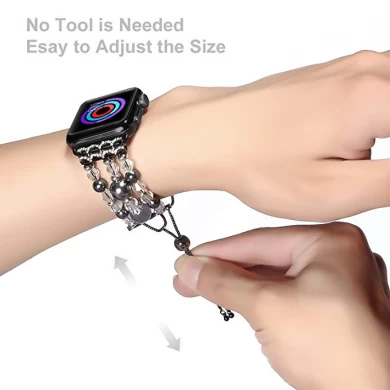 CBAW03 iWatch pulsera de reloj con cuentas de ágata artificial hecha a mano