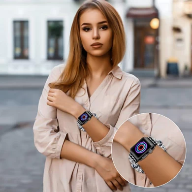 CBAW03 iWatch pulsera de reloj con cuentas de ágata artificial hecha a mano