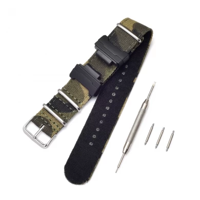 CBCS01-N3 22mm camouflage gestreept nato geweven nylon horlogebanden voor Casio G-shock polshorloge band