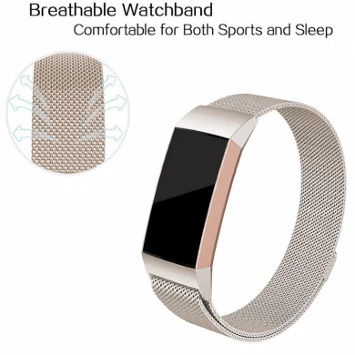 CBFC01 Fitbit Şarj 3 Paslanmaz Çelik Manyetik Milanese Döngü Bilek Watch Band
