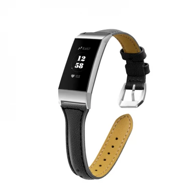 CBFC03 Bandas de reloj de reemplazo de ganancia de cuero genuino superior para Fitbit Charge 3