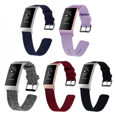 Fitbit Charge 3用のCBFC06ファブリックキャンバス交換腕時計バンド