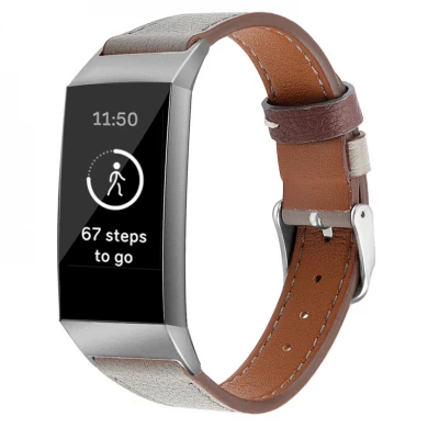 CBFC08 Classic Genuine Leather Wristband Strap For Fitbit Charge 3