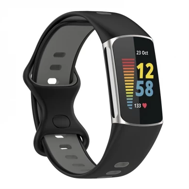 CBFC5-02 Dubbele kleur Vervangbare polsriem Siliconen horlogeband voor Fitbit Charge 5 SmartWatch