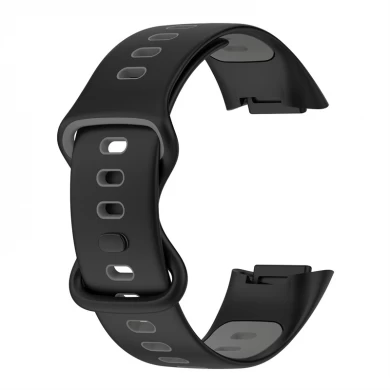 CBFC5-02 Çift Renk Değiştirilebilir Bilek Kayışı Silikon Watch Band Fitbit Şarj 5 Smartwatch için