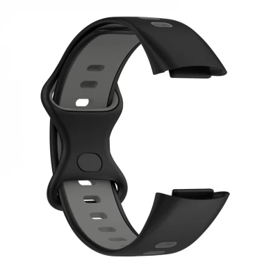 CBFC5-02 Bande de montre de silicone de bracelet de poitrine remplaçable à double couleur pour la charge Fitbit 5 Smartwatch