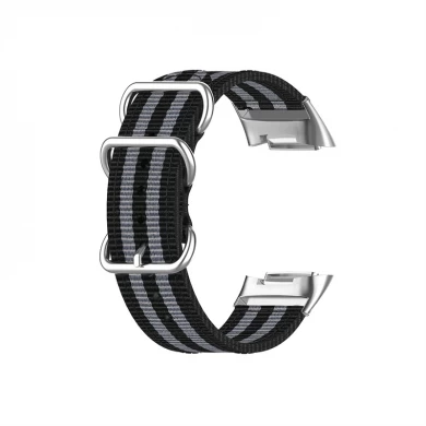 CBFC5-07 Hohe Qualität NATO gestreifte gewebtes Nylonband Leinwand-Uhr-Armband für Fitbit-Ladung 5 Armband