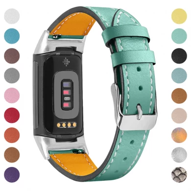 CBFC5-14 Print Echt lederen horlogeband voor Fitbit Charge 5