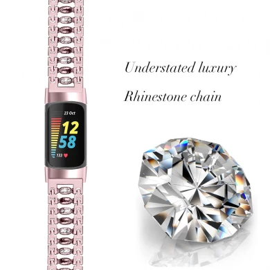 CBFC5-22 Bling Diamond Zinc Alloy Metal Watch Band para FitBit Care 5