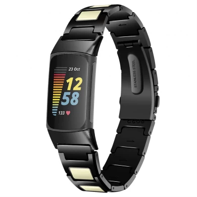 CBFC5-23 Bande de bracelet en métal de fermoir pliante pour Fitbit Charge 5 Smart Watch